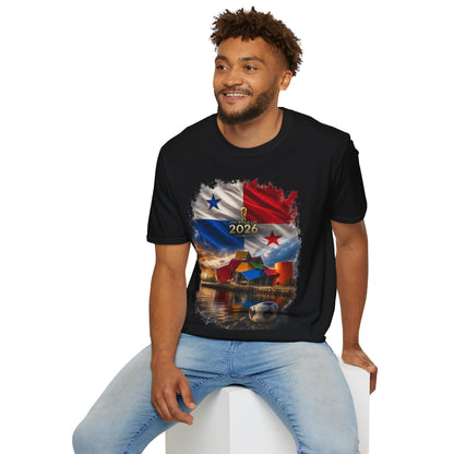 Panama Football Flag Biomuseo Graphic T-Shirt Cinematic Los Canaleros Soccer Tee