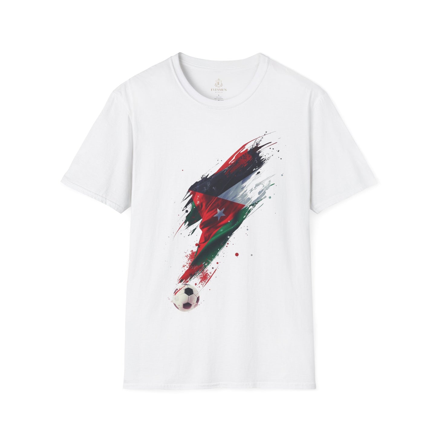 Jordan Flag Soccer T‑Shirt – Stylized Brushstroke Football Design Tee