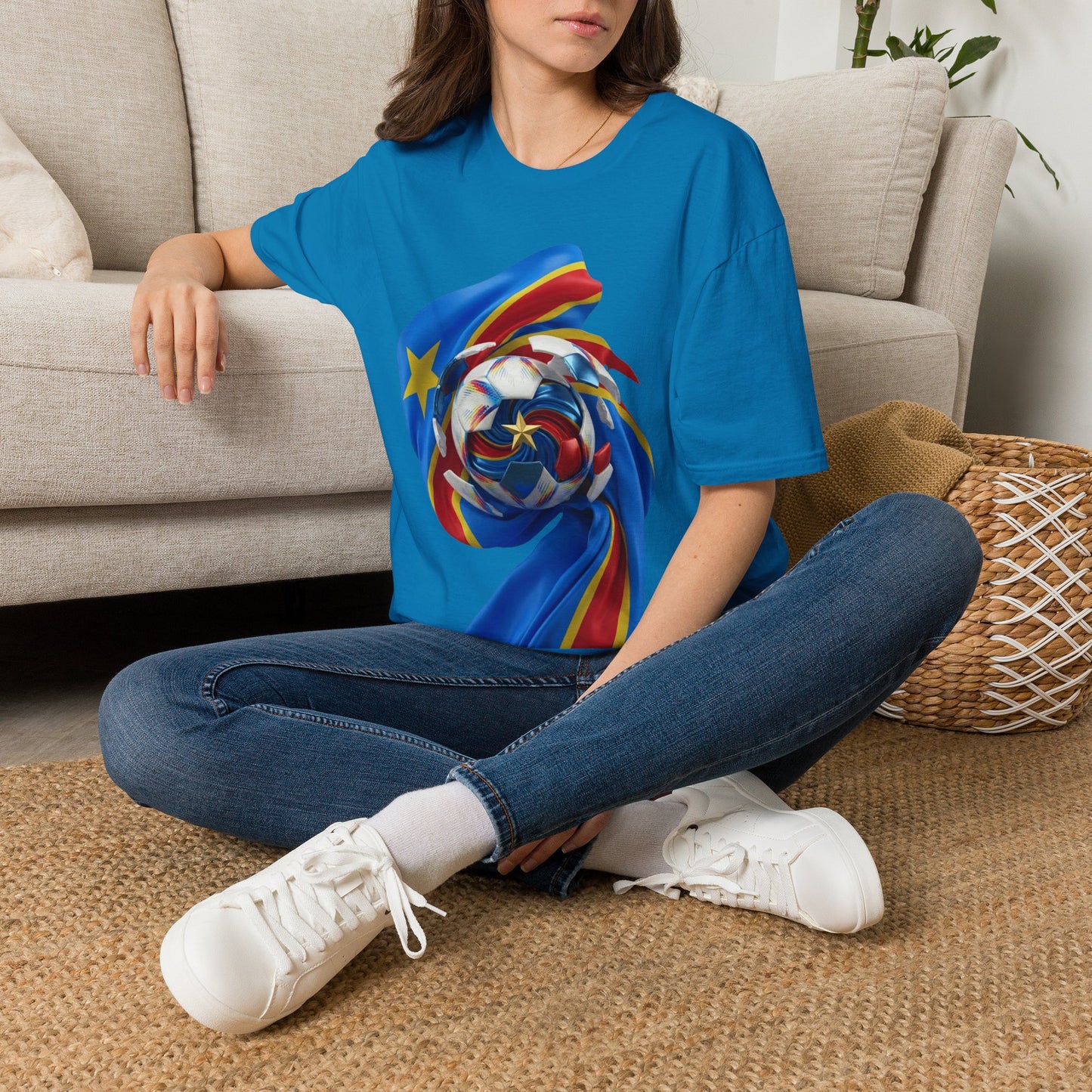 DR Congo Football Flag Exploding Ball T-Shirt Leopards Soccer Graphic Tee