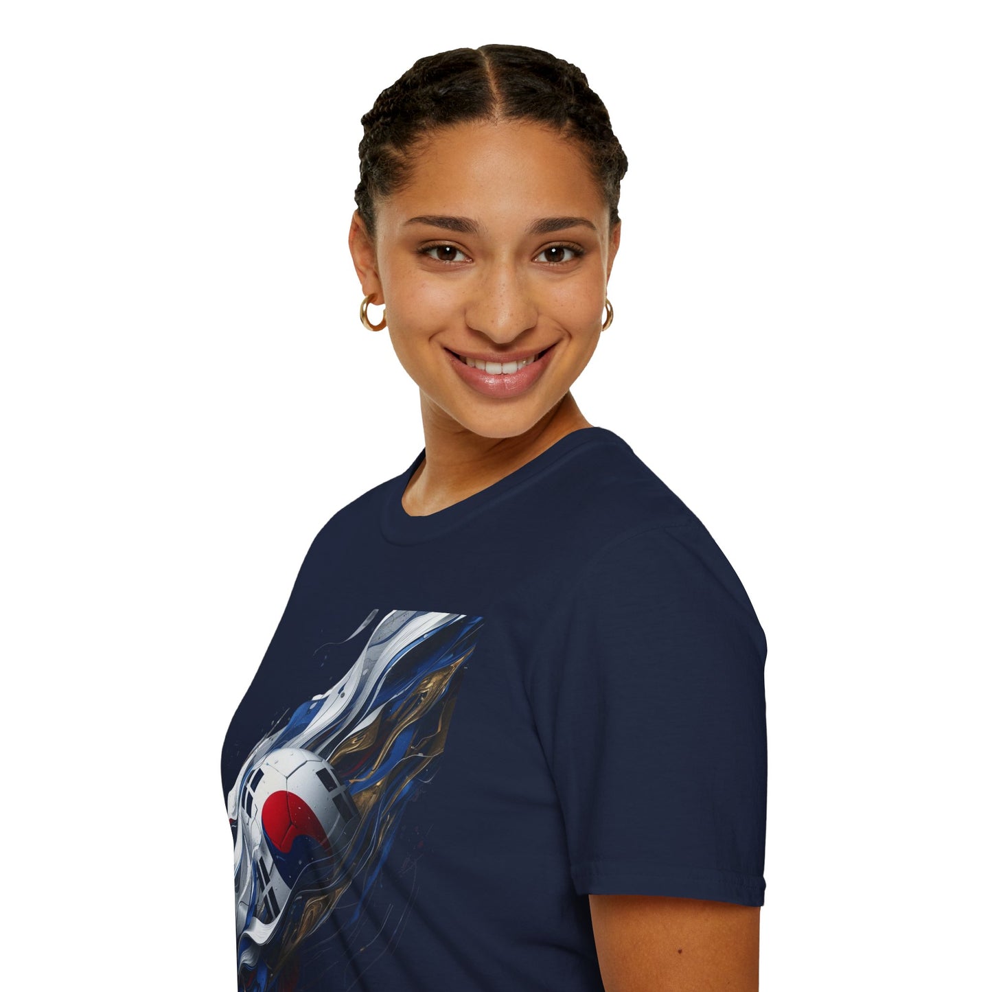 South Korea Football Wave Flag T-Shirt Luxury Abstract Soccer T-Shirt