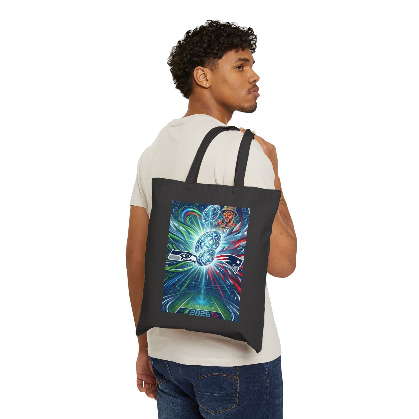 Legendary Championship Matchup Canvas Tote Bag — Cosmic Abstract Art Print