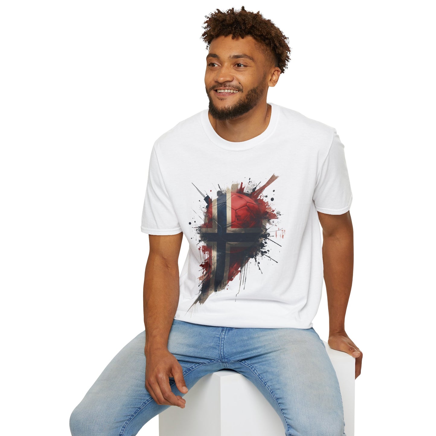 Norway Football Flag Paint Splash T-Shirt Løvene Soccer Grunge Tee