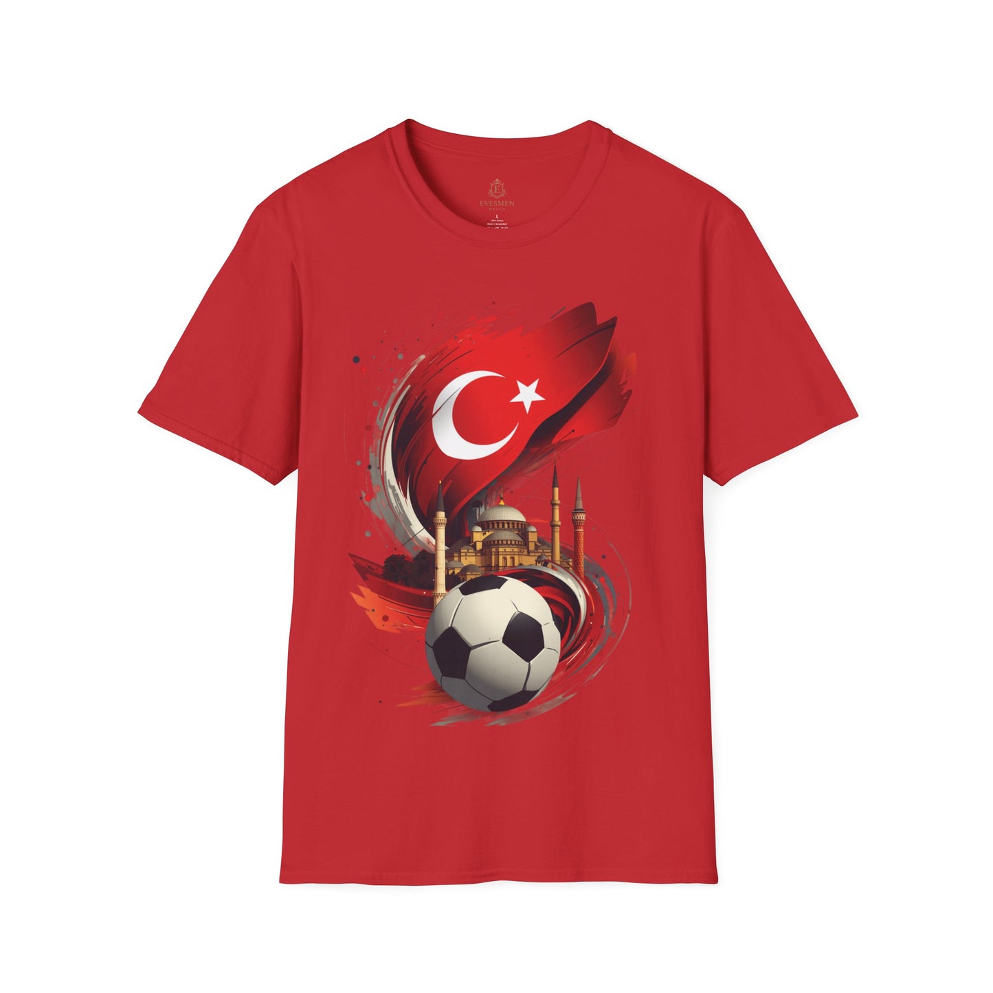 Turkey Soccer T-Shirt — Turkish Flag, Mosque & Football Design Tee