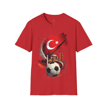 Turkey Soccer T-Shirt — Turkish Flag, Mosque & Football Design Tee