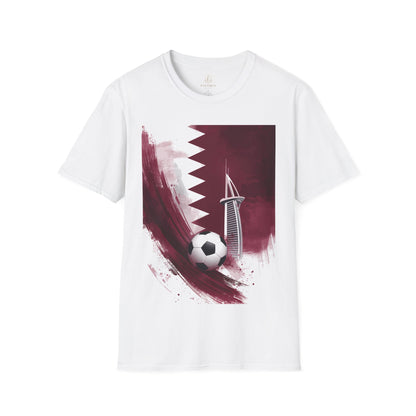 Qatar Soccer T-Shirt – Flag, Football & Aspire Tower Design Tee