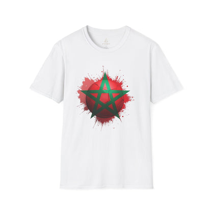 Morocco Football Flag Graphic T-Shirt – Moroccan Star Soccer Ball Design Tee