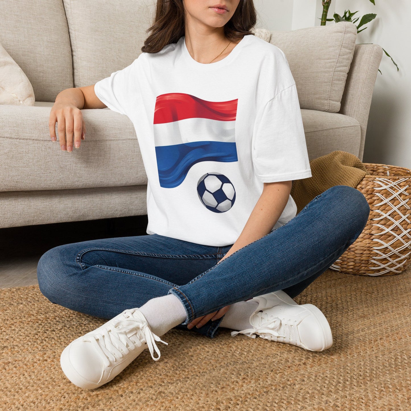 Netherlands Waving Flag Soccer Tee Clean Minimalist Oranje Football Fan T-Shirt