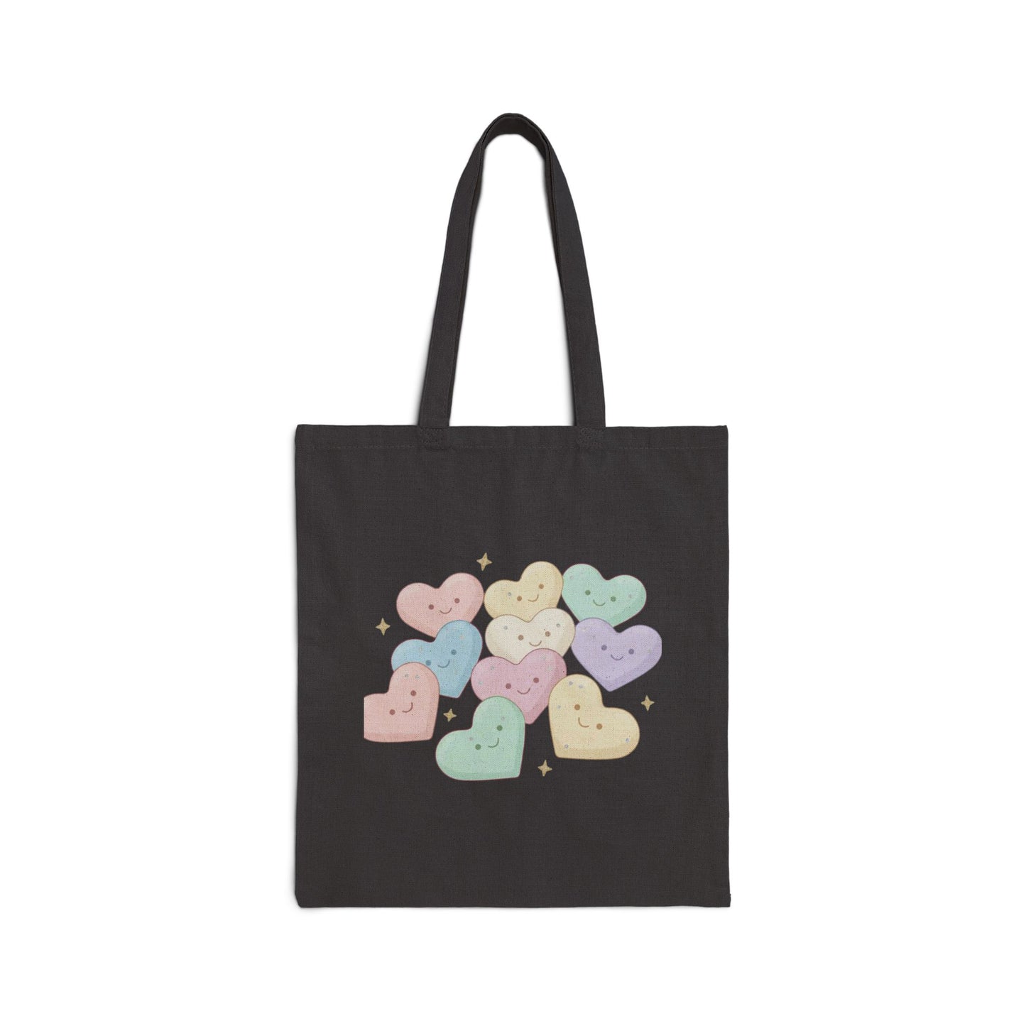 Valentine Tote Bag — Pastel Heart Buttons Cute Canvas Tote