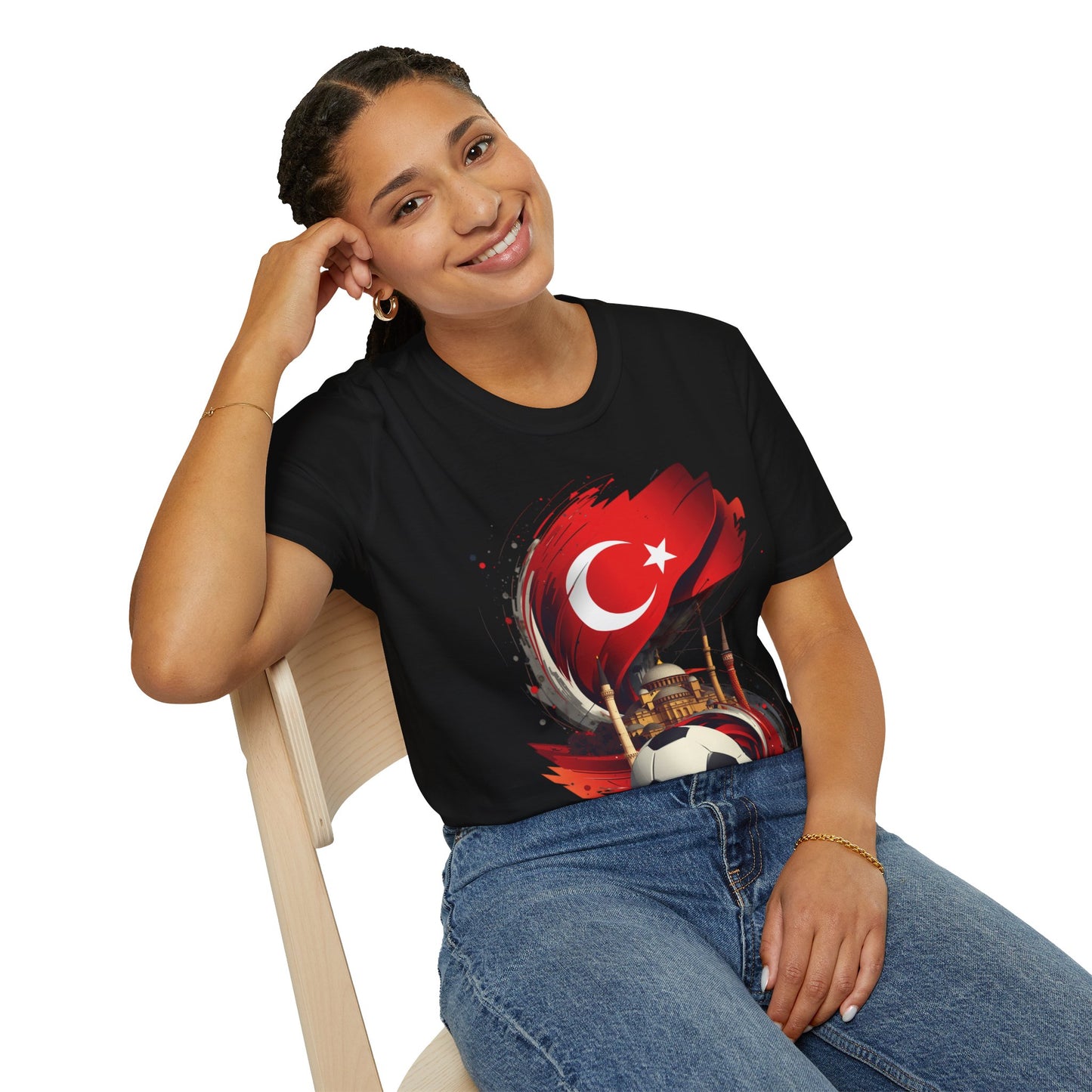 Turkey Soccer T-Shirt — Turkish Flag, Mosque & Football Design Tee