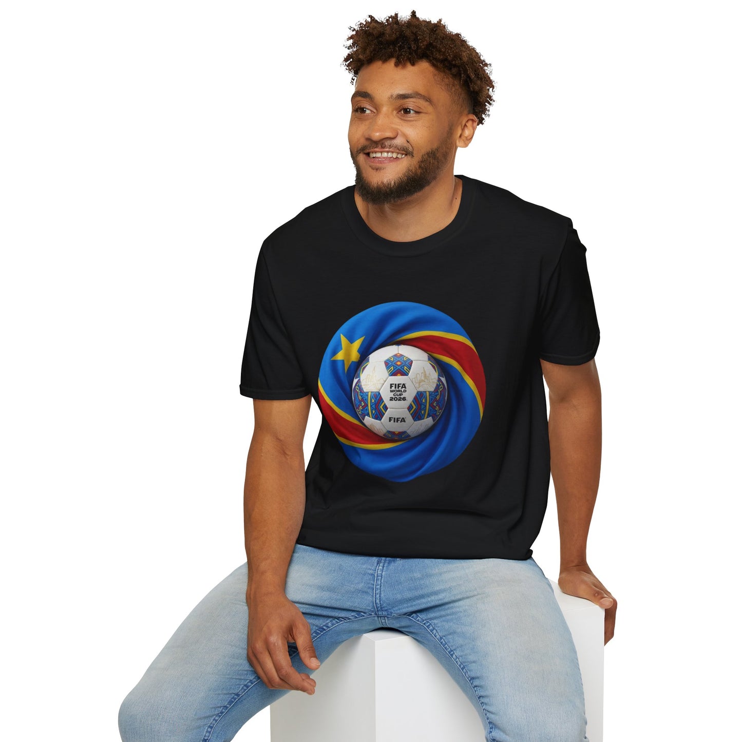 DR Congo Football Flag Circular Graphic T-Shirt Leopards Soccer 2026 Tee