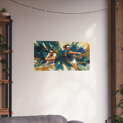 Dynamic Tennis Duo Wall Poster — Tennis Player Art Print