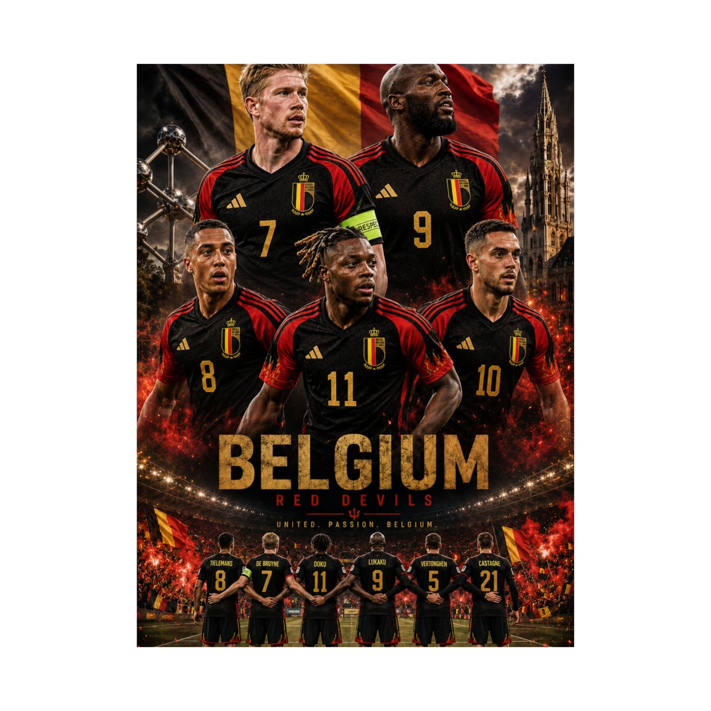 Belgium Soccer Red Devils Commemorative Wall Art Poster