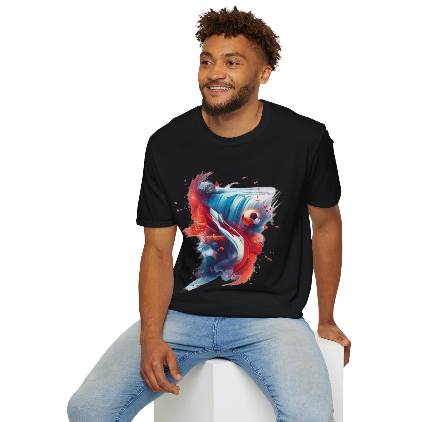 Canadian Football Fan T-Shirt Abstract Flag & Niagara Falls Design Tee