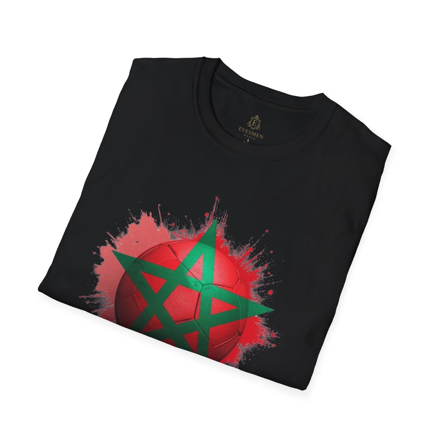 Morocco Football Flag Graphic T-Shirt – Moroccan Star Soccer Ball Design Tee