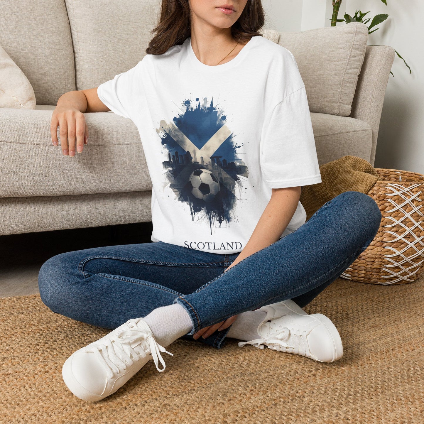 Scotland Football Flag Abstract Saltire Tee Tartan Army Soccer T-Shirt