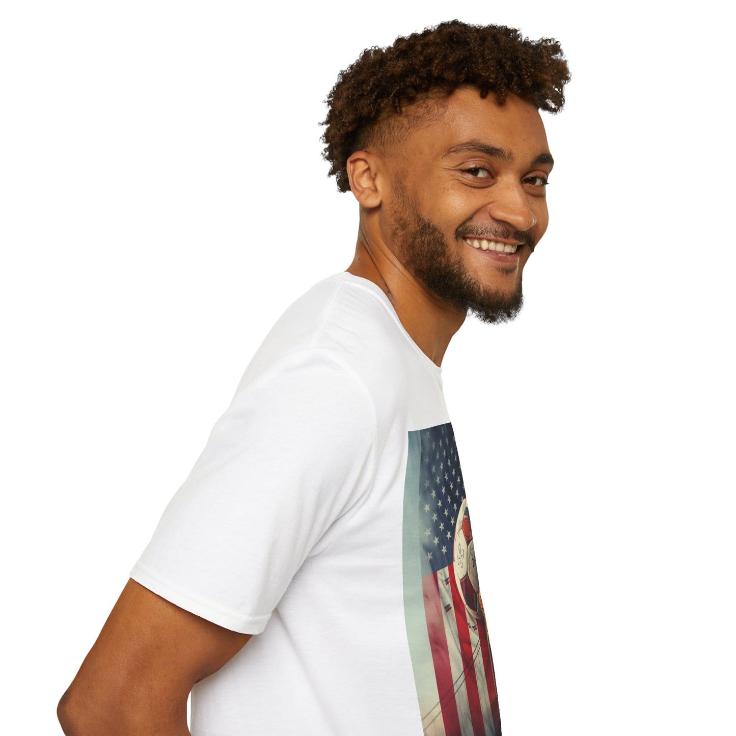 American Soccer Poster T-Shirt — Golden Gate Ball & Flag Graphic Tee
