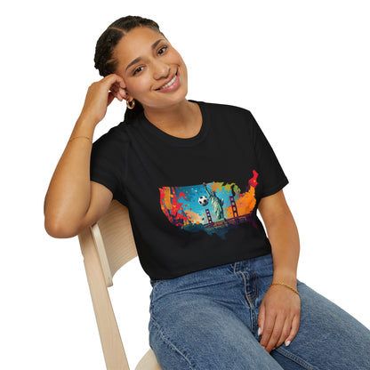 USA Soccer Match Day T-shirt — Colorful Map Graphic Tee