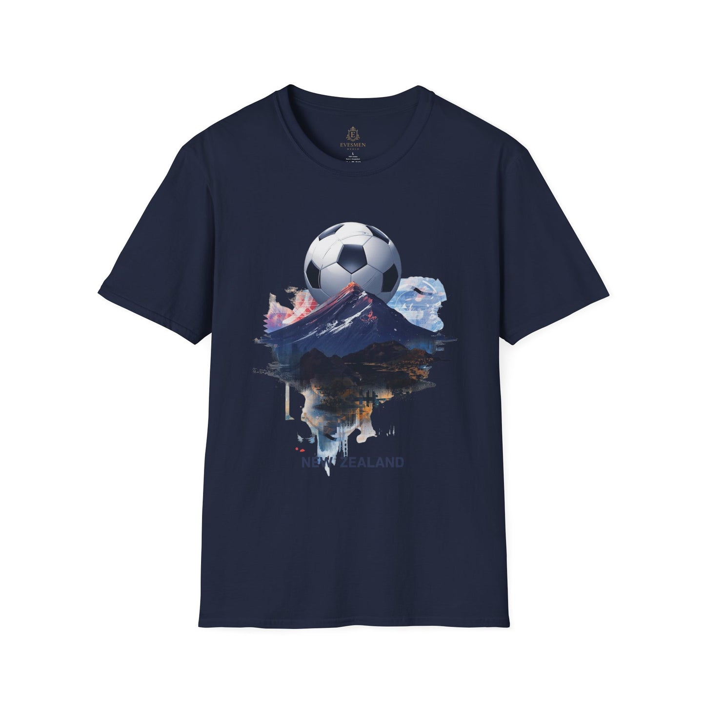 New Zealand Football Mountain T-Shirt — Majestic Landscape Soccer Design Tee