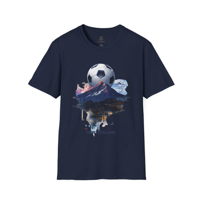 New Zealand Football Mountain T-Shirt — Majestic Landscape Soccer Design Tee