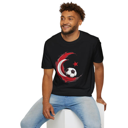 Turkey Football Pride T-Shirt Dynamic Grunge Crescent & Star Fan Tee