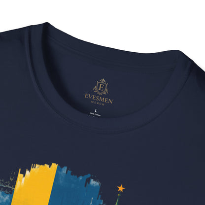 Sweden Football Skyline T‑Shirt — Swedish Flag Soccer Graphic Tee