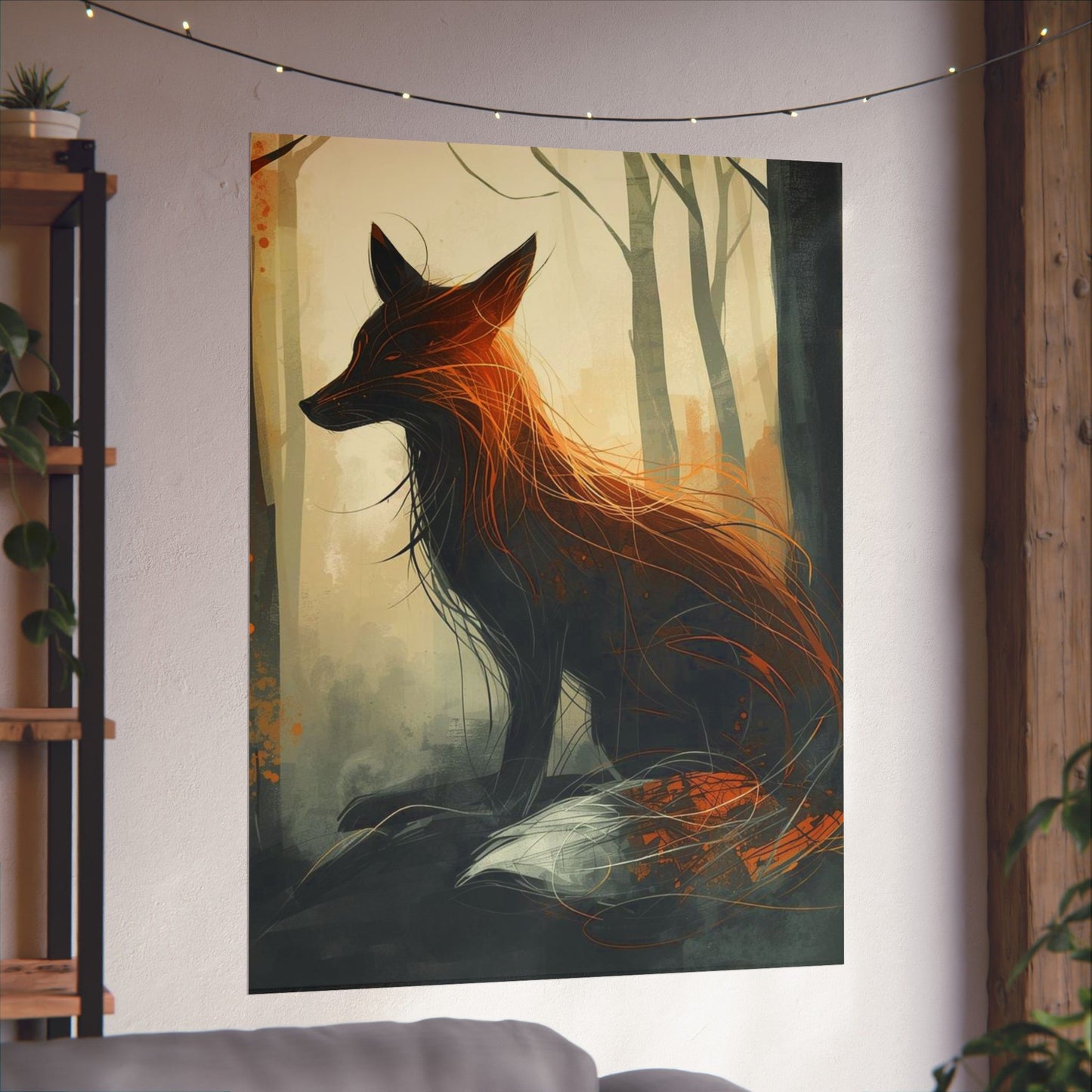 Mystical Fox Forest Poster | Matte Woodland Wall Art Print