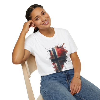 Norway Football Flag Paint Splash T-Shirt Løvene Soccer Grunge Tee