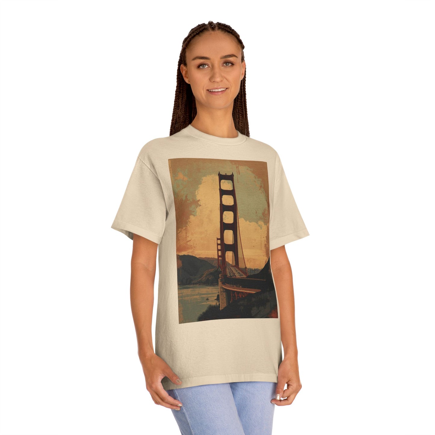 Golden Gate Bridge Art Print T-Shirt Vintage-Styled Classic Tee