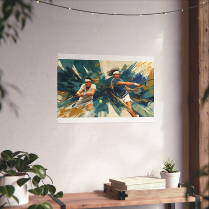 Dynamic Tennis Duo Wall Poster — Tennis Player Art Print