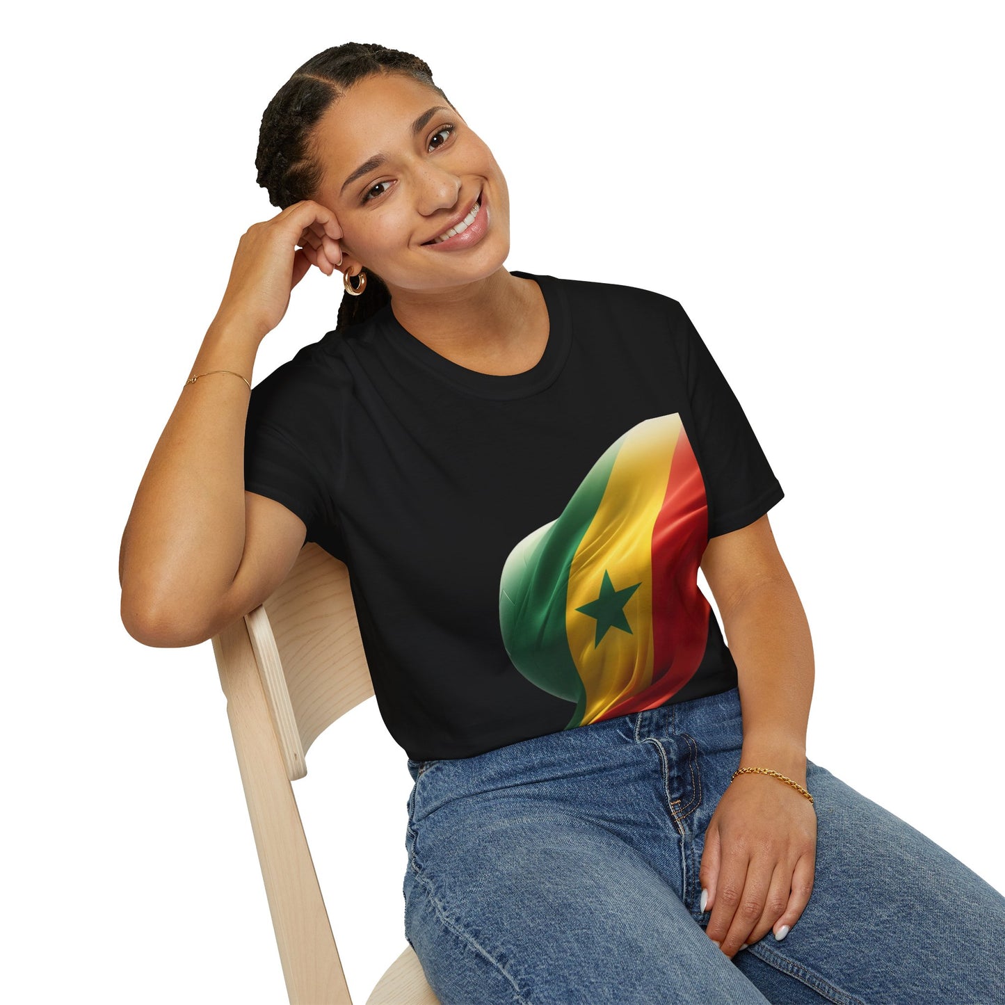 Senegal Waving Flag Soccer Tee Lions of Teranga Pan-African Football Fan T-Shirt