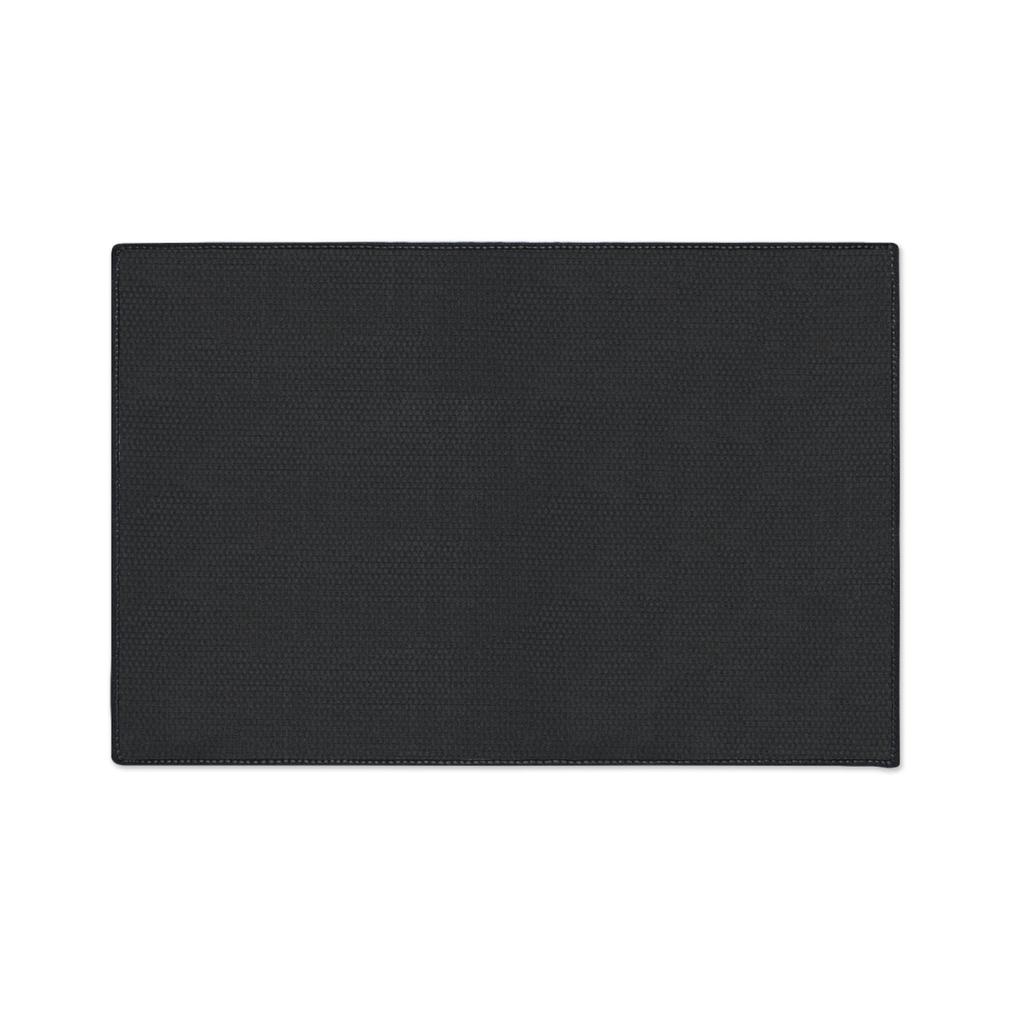 Black backing rectangular mat on a white background