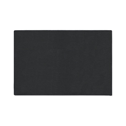 Black backing rectangular mat on a white background