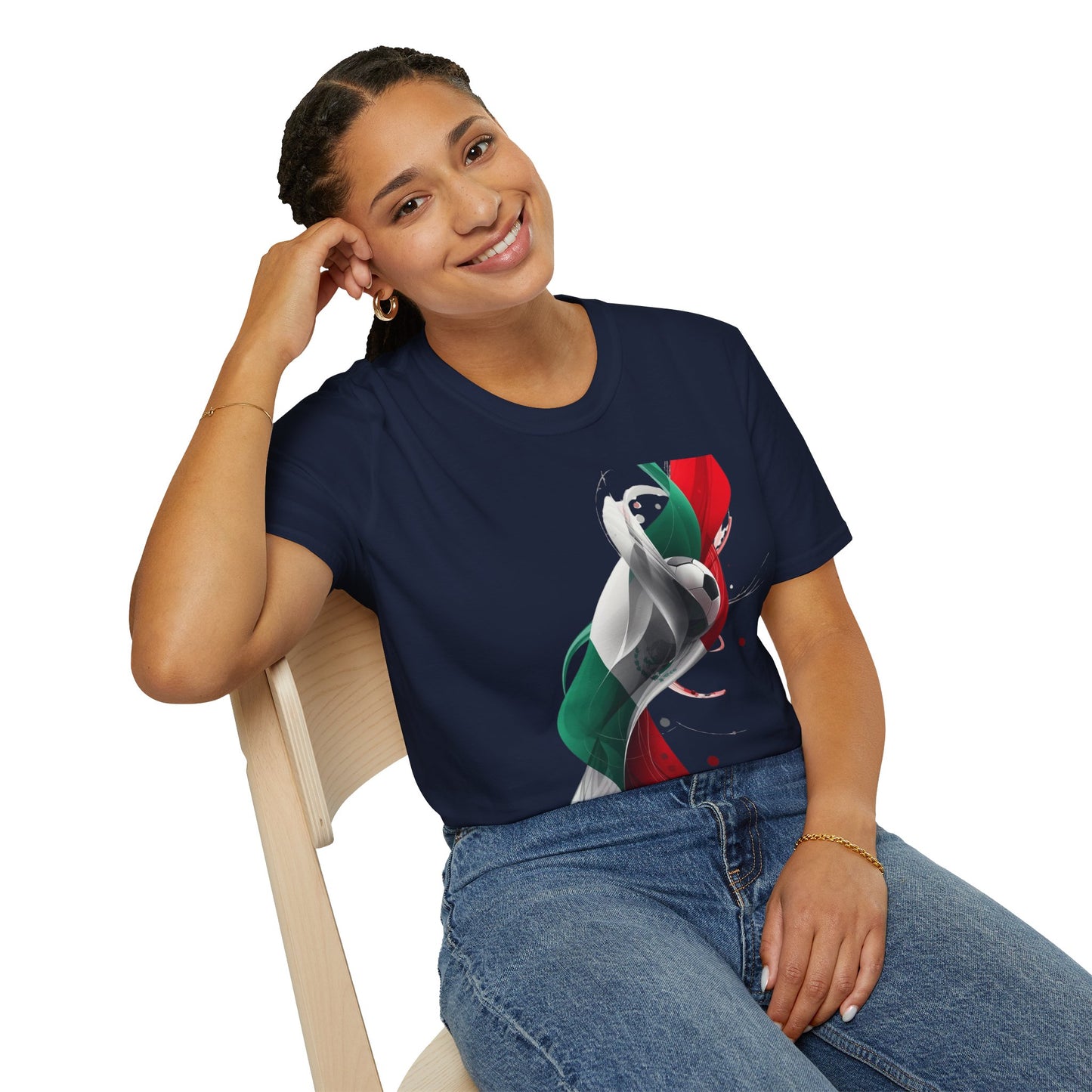 Mexico Football Spirit T-shirt Abstract Flag & Soccer Ball Art Tee