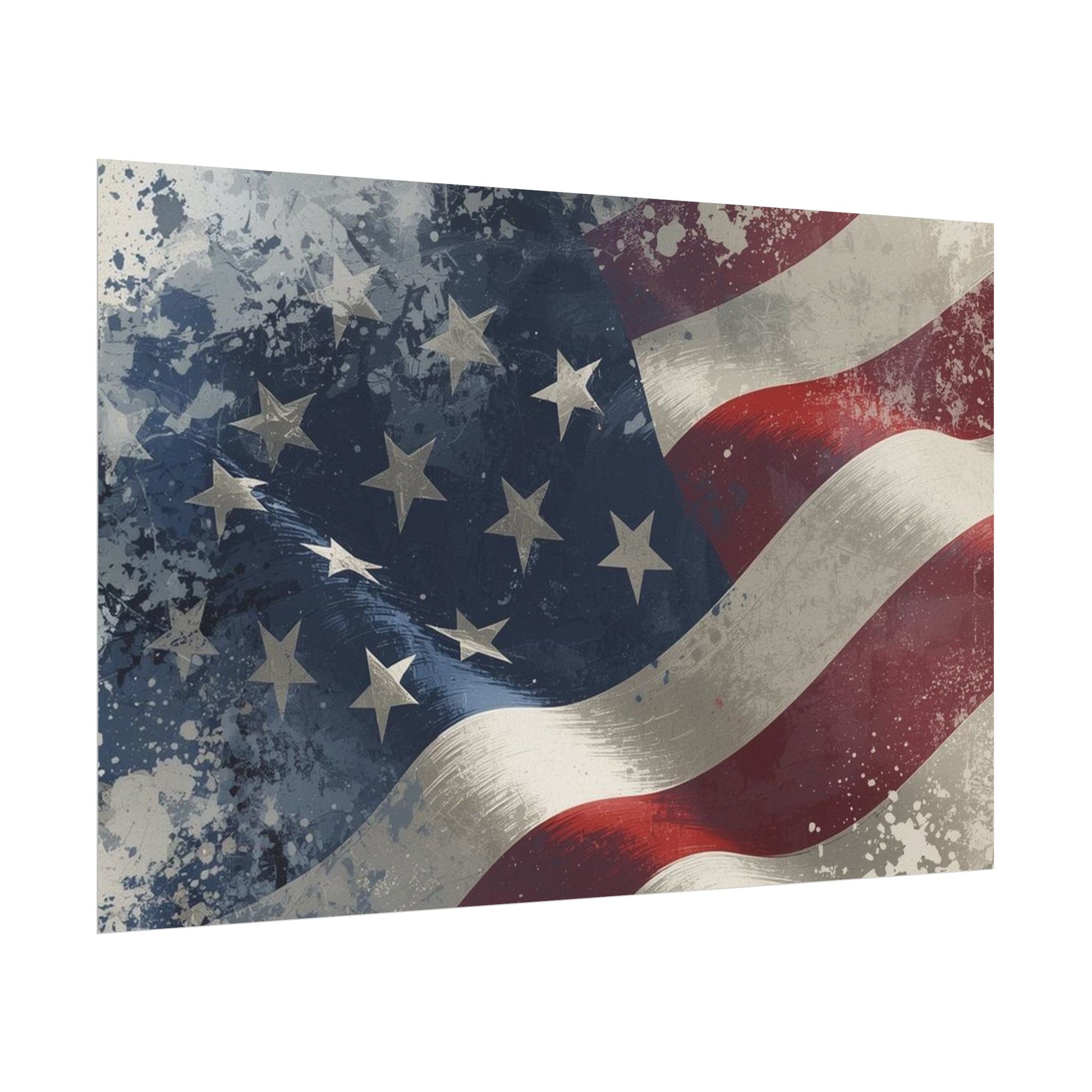 Vintage-style American flag with a distressed texture on a white background