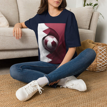 Qatar Football Flag Abstract Graphic T-Shirt Al-Annabbi Soccer Design Tee
