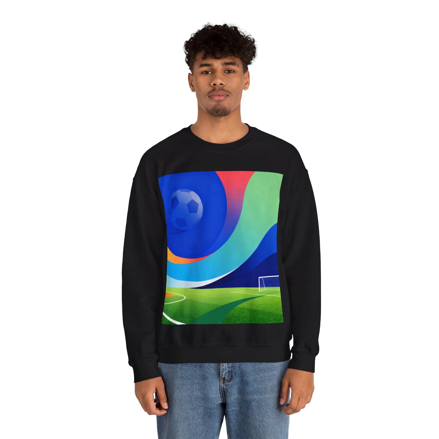 Match Day Abstract Crewneck Sweatshirt — Colorful Soccer Graphic