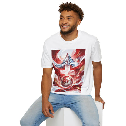 Swiss Soccer Crest T‑Shirt — Alpine Cross & Football Graphic Tee