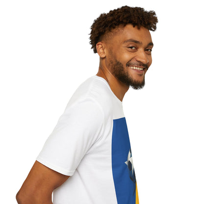 Curaçao Football Flag Minimalist T-Shirt Abstract La Familia Azul Soccer Tee