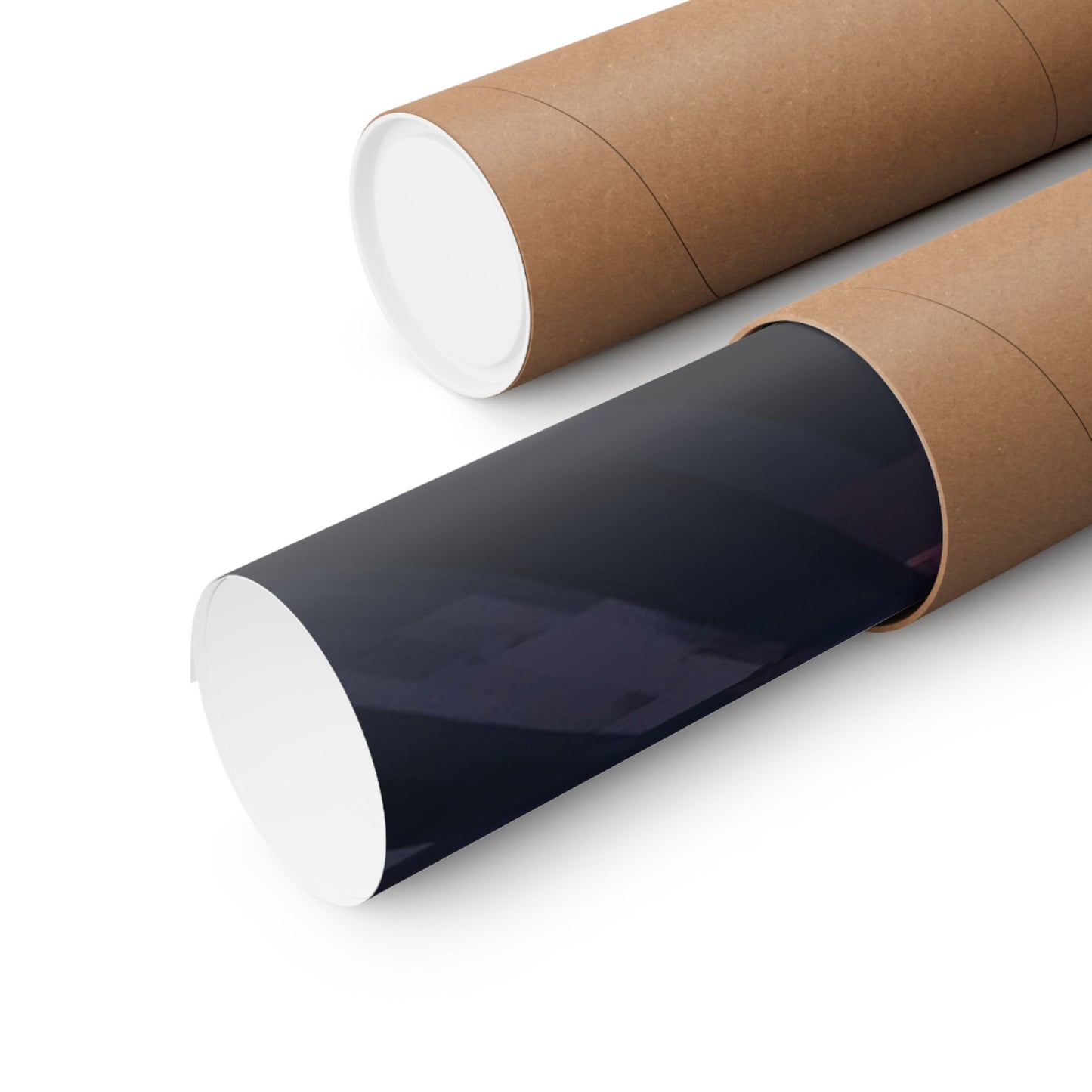 Two rolls of black vinyl wrap on cardboard tubes against a white background