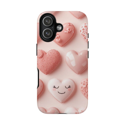 Phone Case — Pink 3D Hearts Cute Valentine Protective Cover