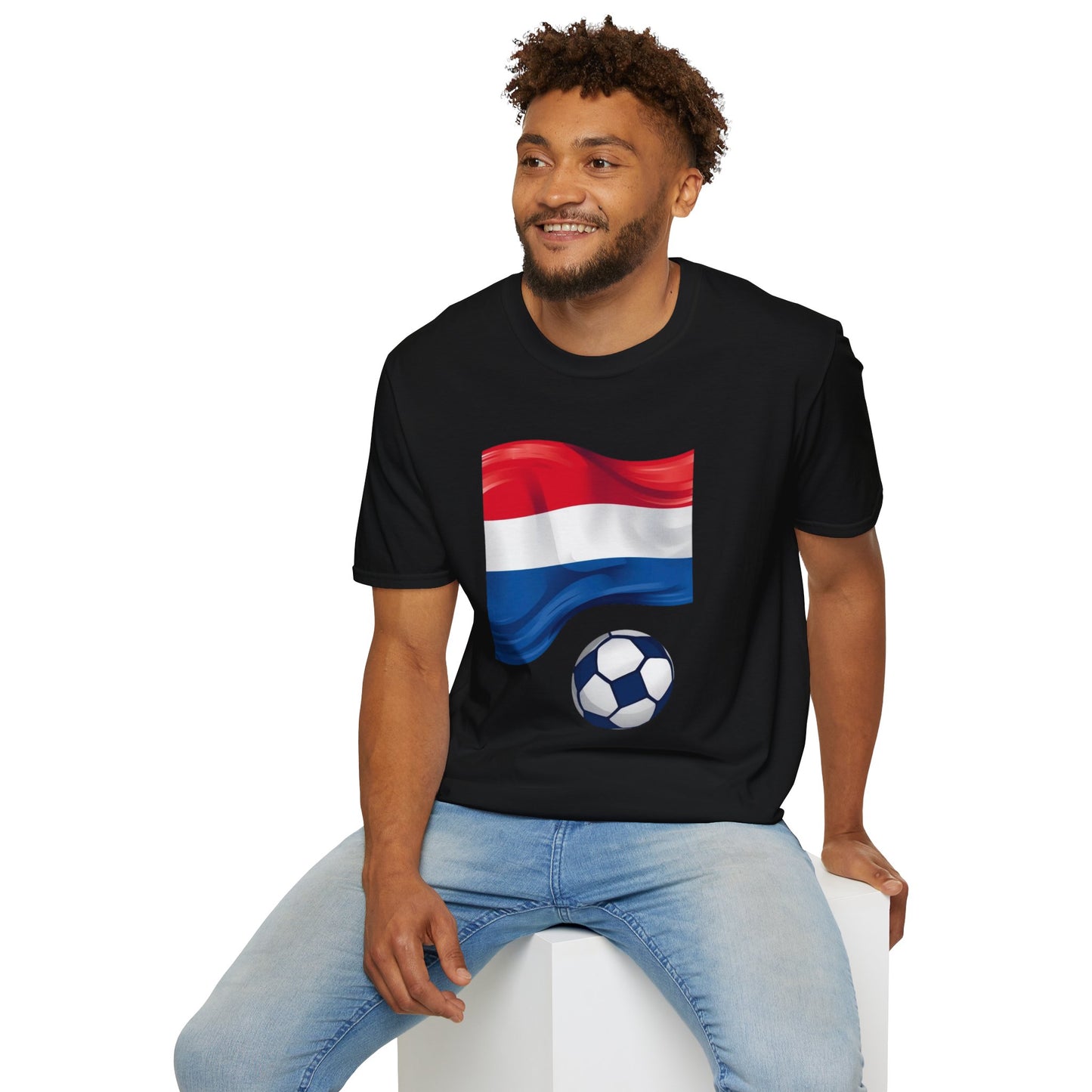Netherlands Waving Flag Soccer Tee Clean Minimalist Oranje Football Fan T-Shirt