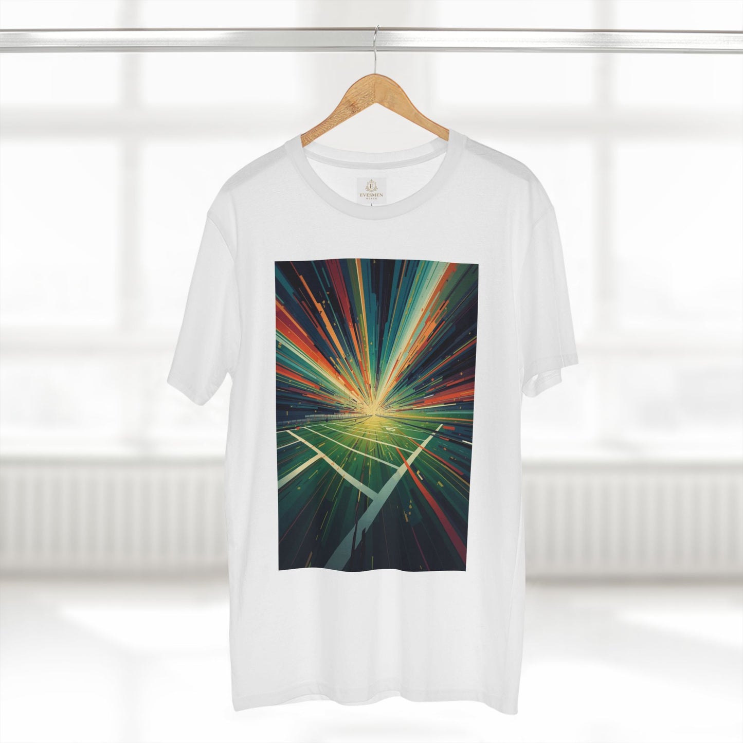 Abstract Light Burst Tee Football Field Graphic T-Shirt