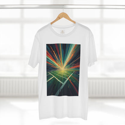 Abstract Light Burst Tee Football Field Graphic T-Shirt