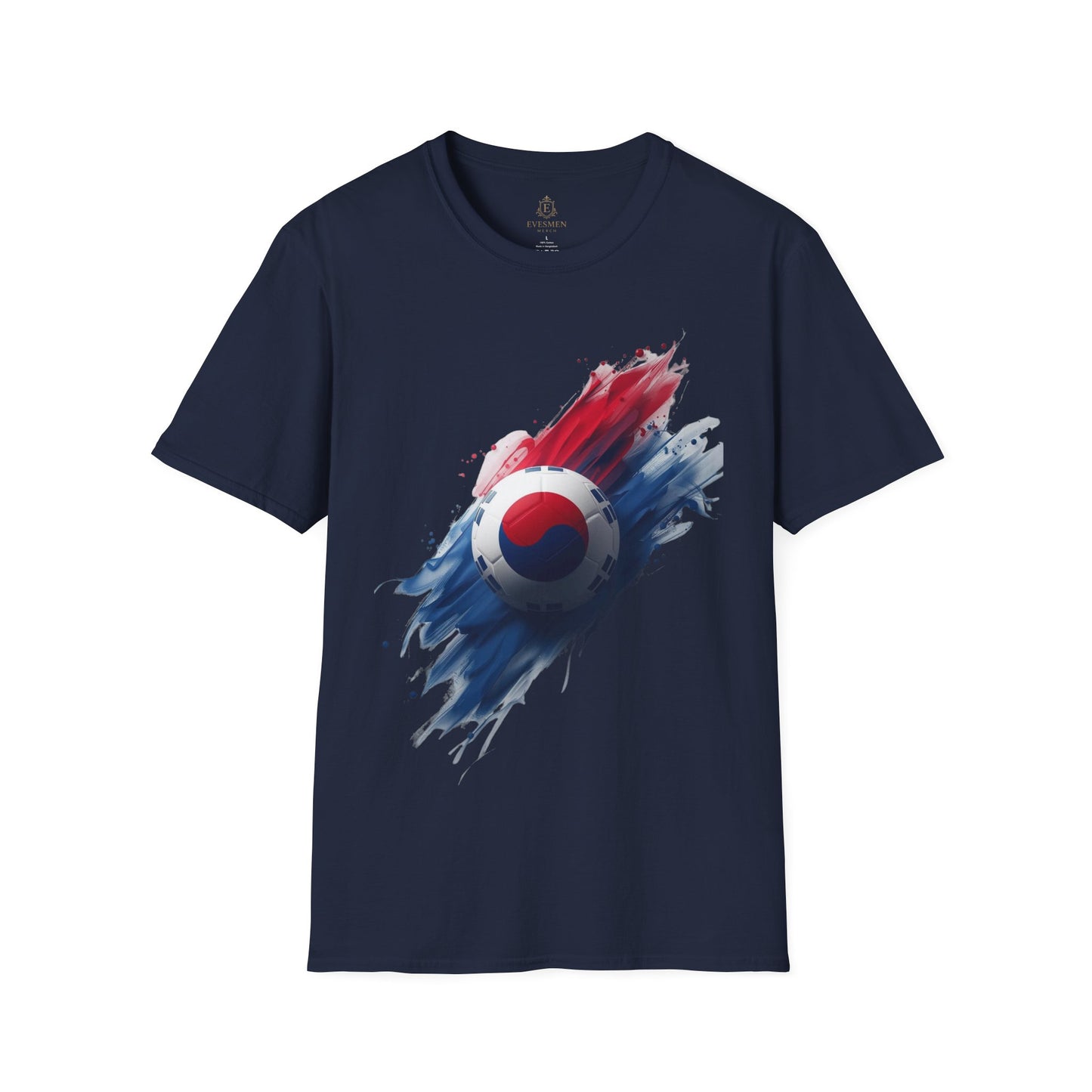 South Korea Football Flag T-Shirt Abstract Splatter Soccer Design Tee
