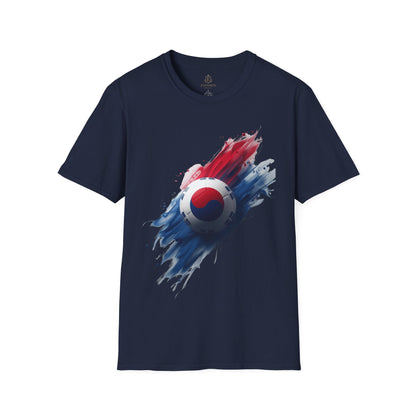 South Korea Football Flag T-Shirt Abstract Splatter Soccer Design Tee