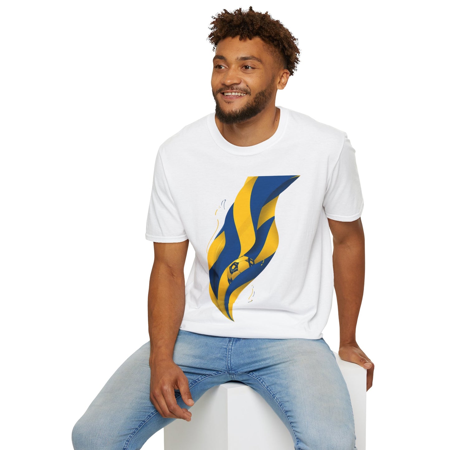 Sweden Football Flag T‑Shirt Abstract Minimalist Blue & Yellow Graphic Tee
