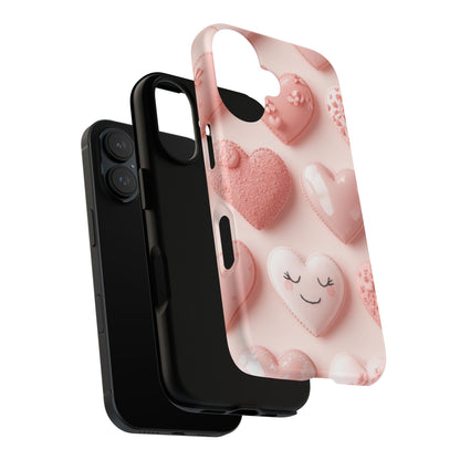Phone Case — Pink 3D Hearts Cute Valentine Protective Cover