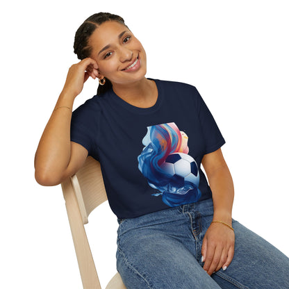 Cape Verde Football Fluid Smoke T-Shirt Abstract Blue Sharks Soccer Tee