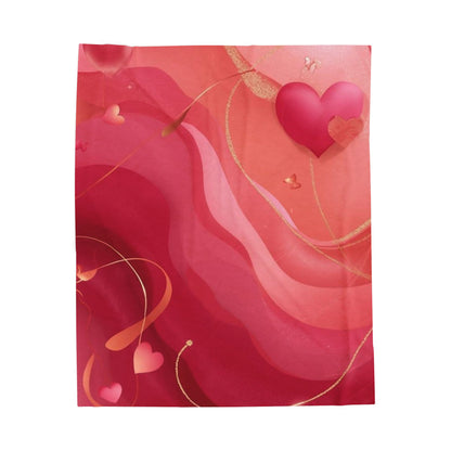Velveteen Plush Blanket — Romantic Pink Hearts Swirl Throw (Valentine's Day Gift)