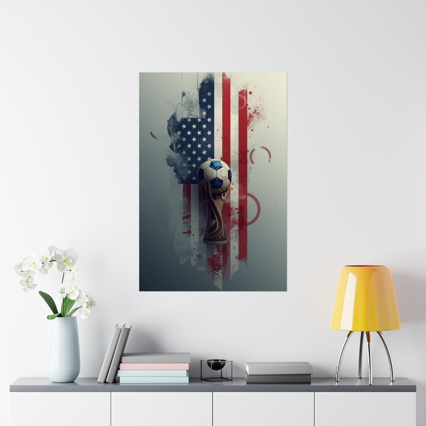 American Soccer 2026 Poster — USA Flag Matte Vertical Art Print